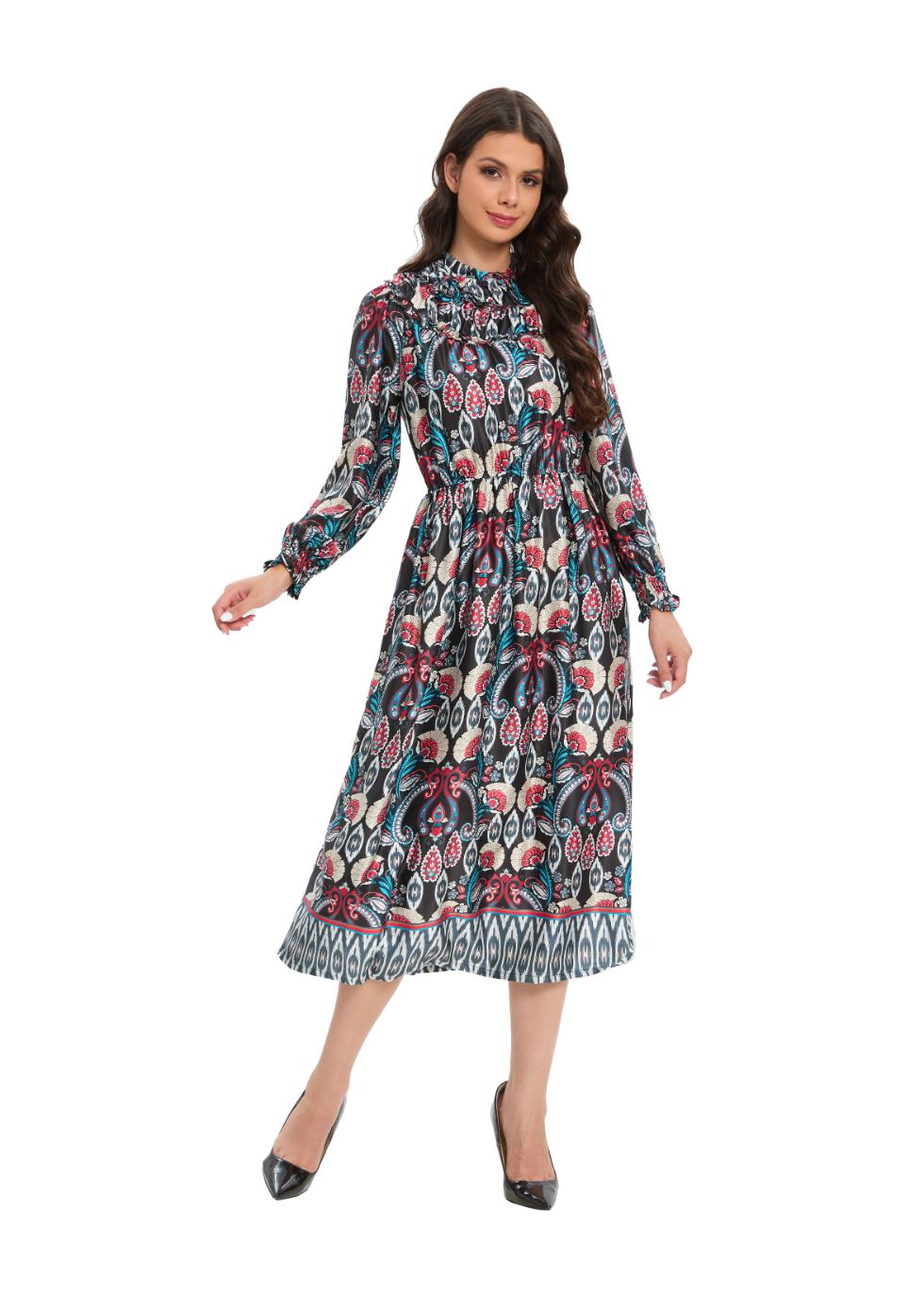 Vintage-Inspired Ruffle Yoke Paisley Dress | Miss Finch NYC