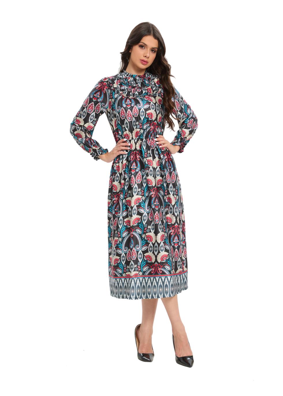 Vintage-Inspired Ruffle Yoke Paisley Dress | Miss Finch NYC