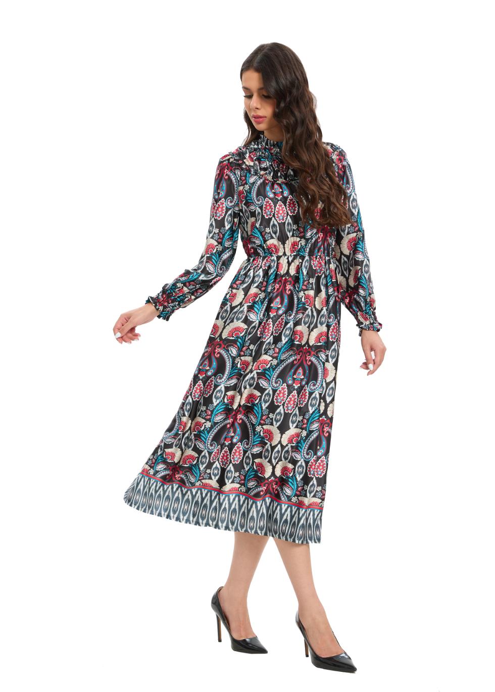 Vintage-Inspired Ruffle Yoke Paisley Dress | Miss Finch NYC