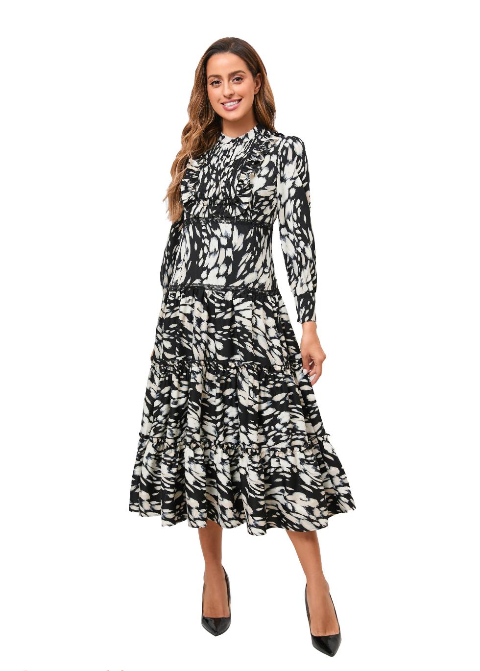 Black Orchid Tiered Skirt Midi Dress
