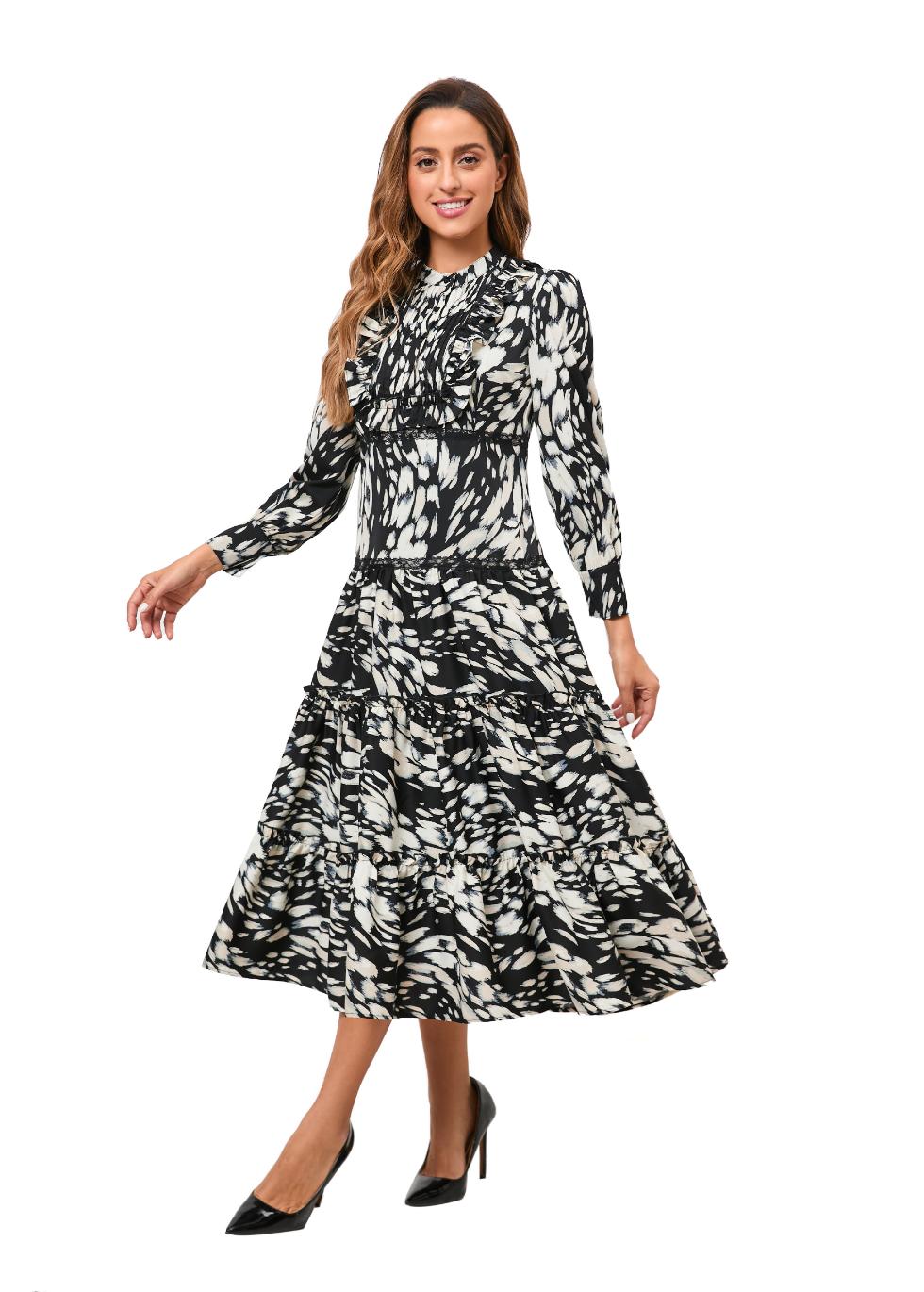 Black Orchid Tiered Skirt Midi Dress