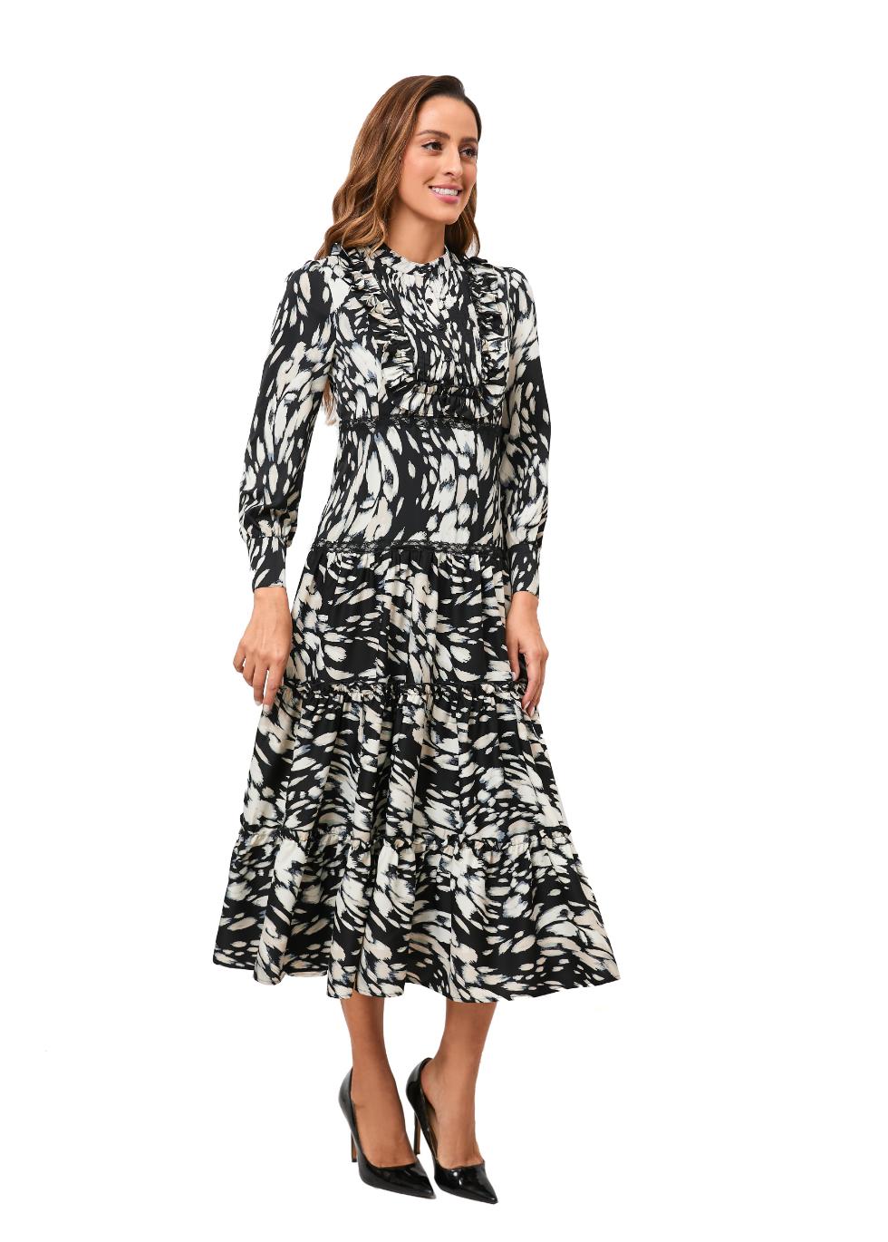Black Orchid Tiered Skirt Midi Dress
