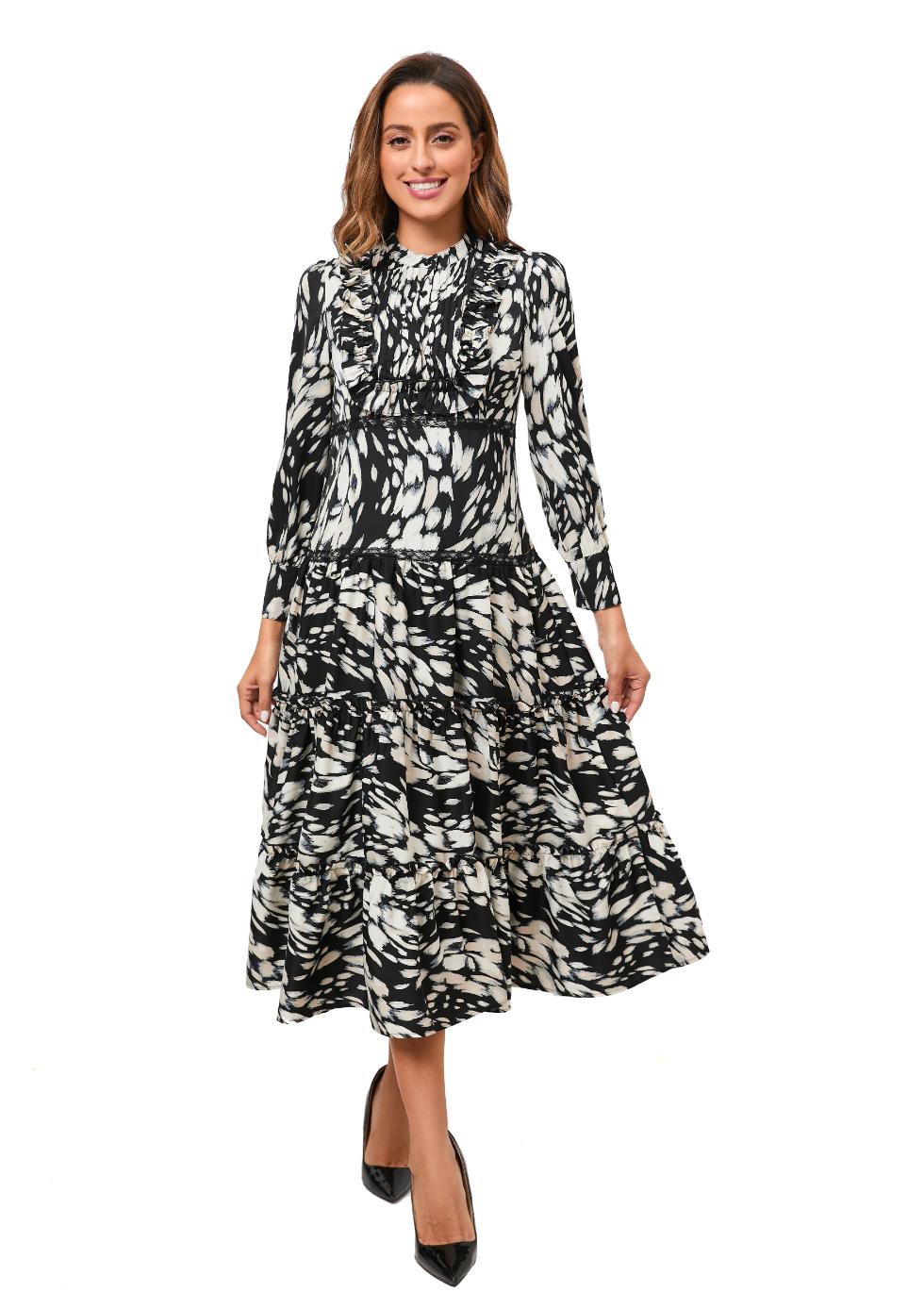 Black Orchid Tiered Skirt Midi Dress