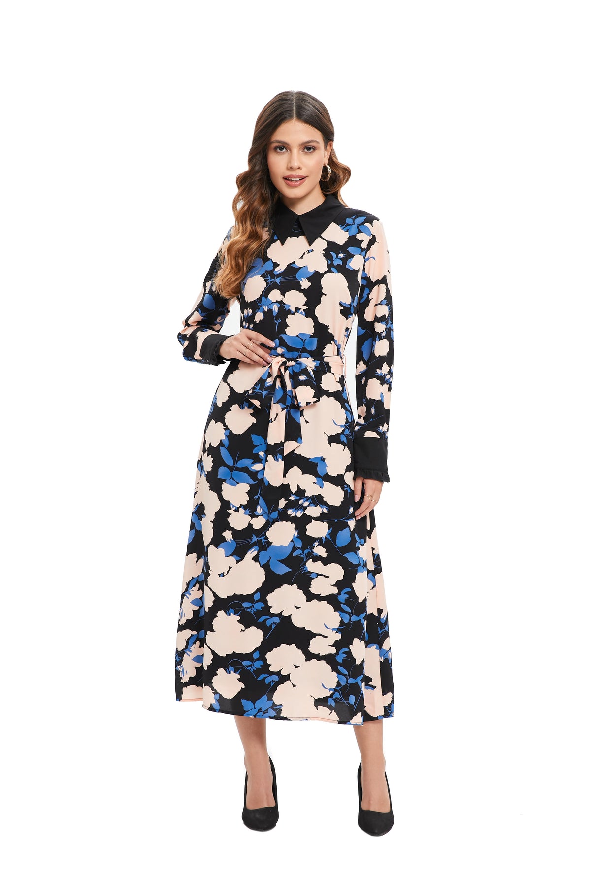 Sapphire Bloom Midi Dress