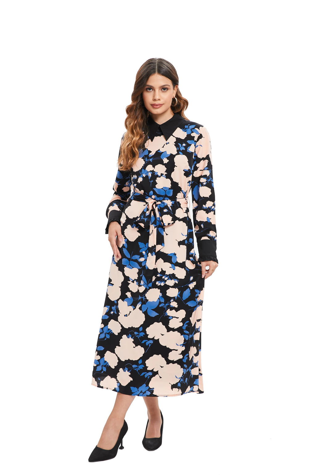 Sapphire Bloom Midi Dress