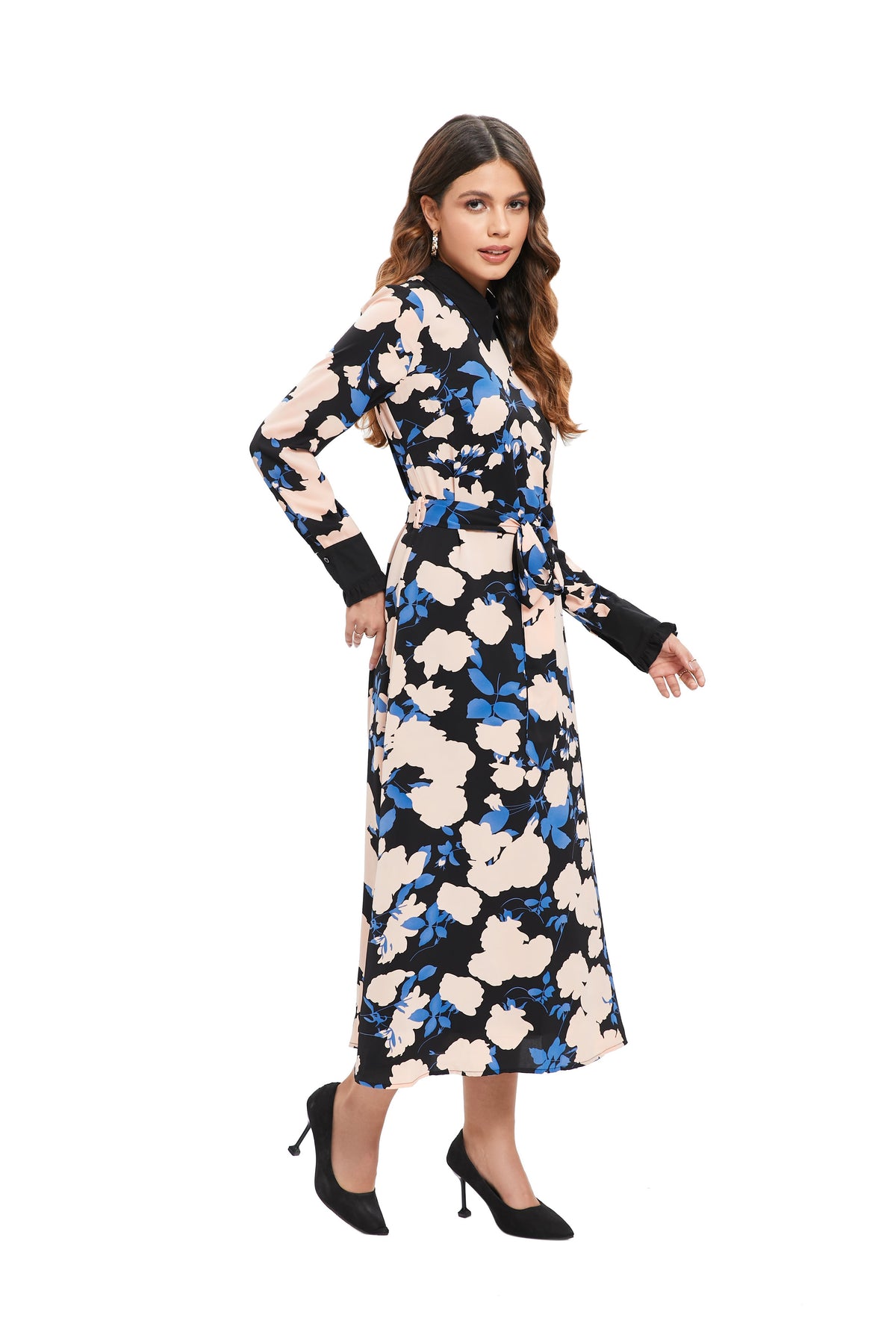 Sapphire Bloom Midi Dress