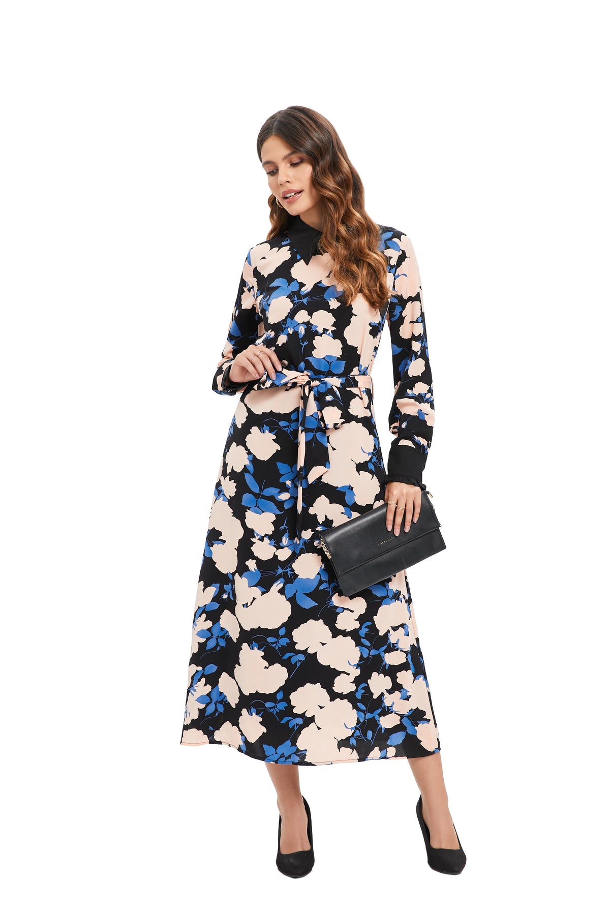Sapphire Bloom Midi Dress
