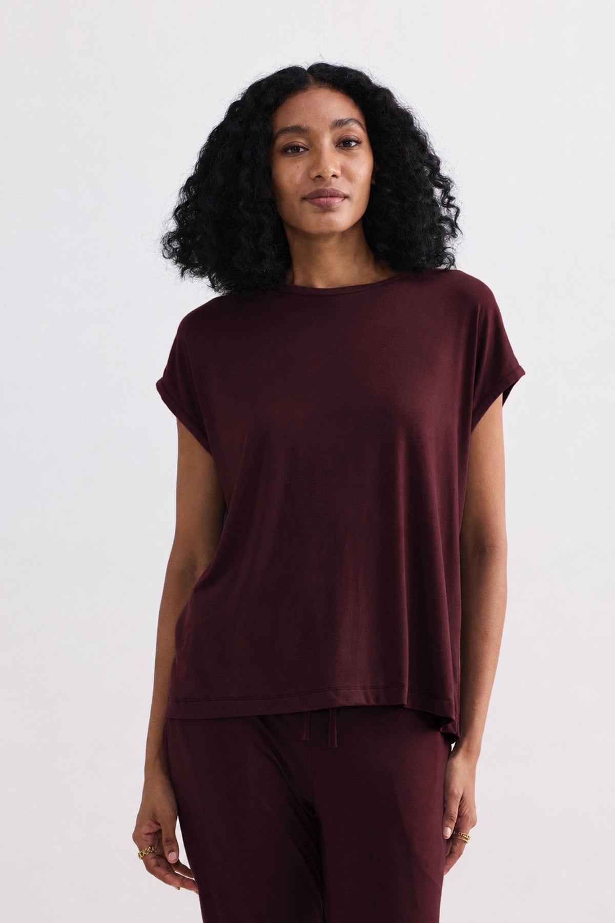 Relaxed Tee Set in Merlot