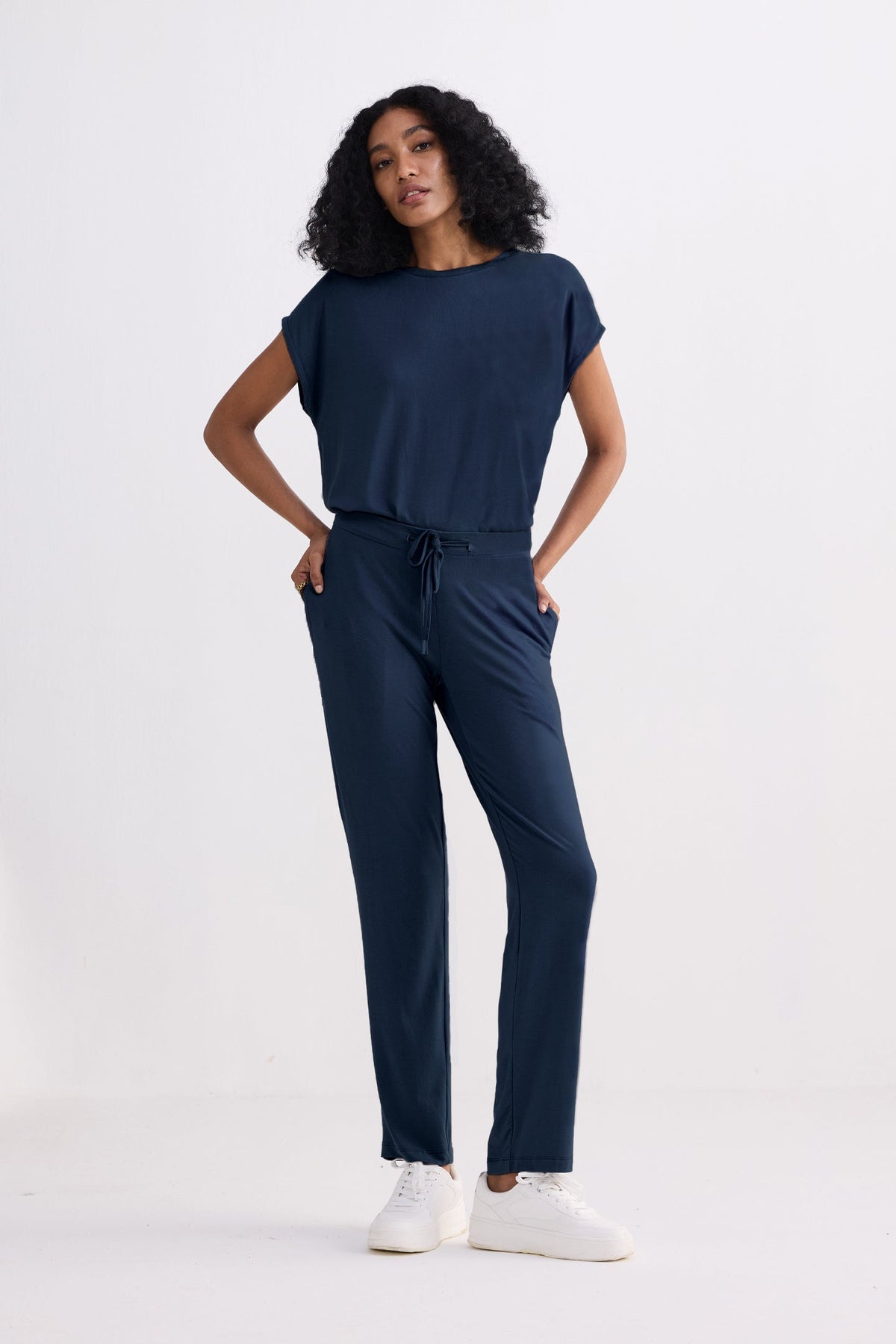 Wide Leg Pant in Navy
