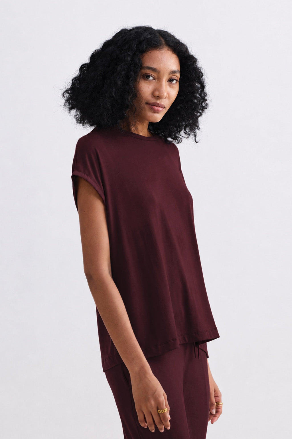 Relaxed Tee Set in Merlot