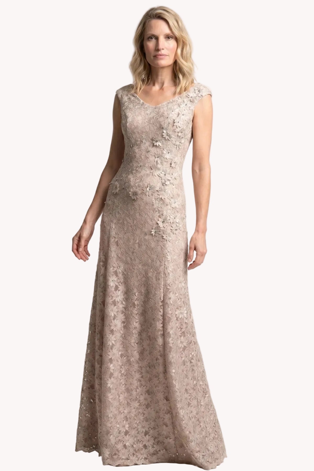 Beige Maxi Lace Gown, Bruna