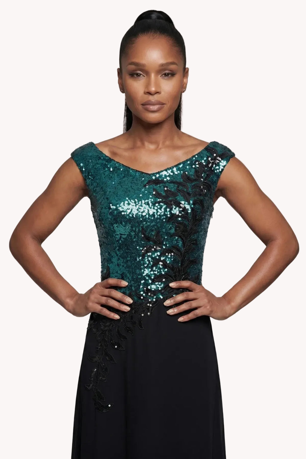 Green and Black Sequin Maxi Dress, Greta