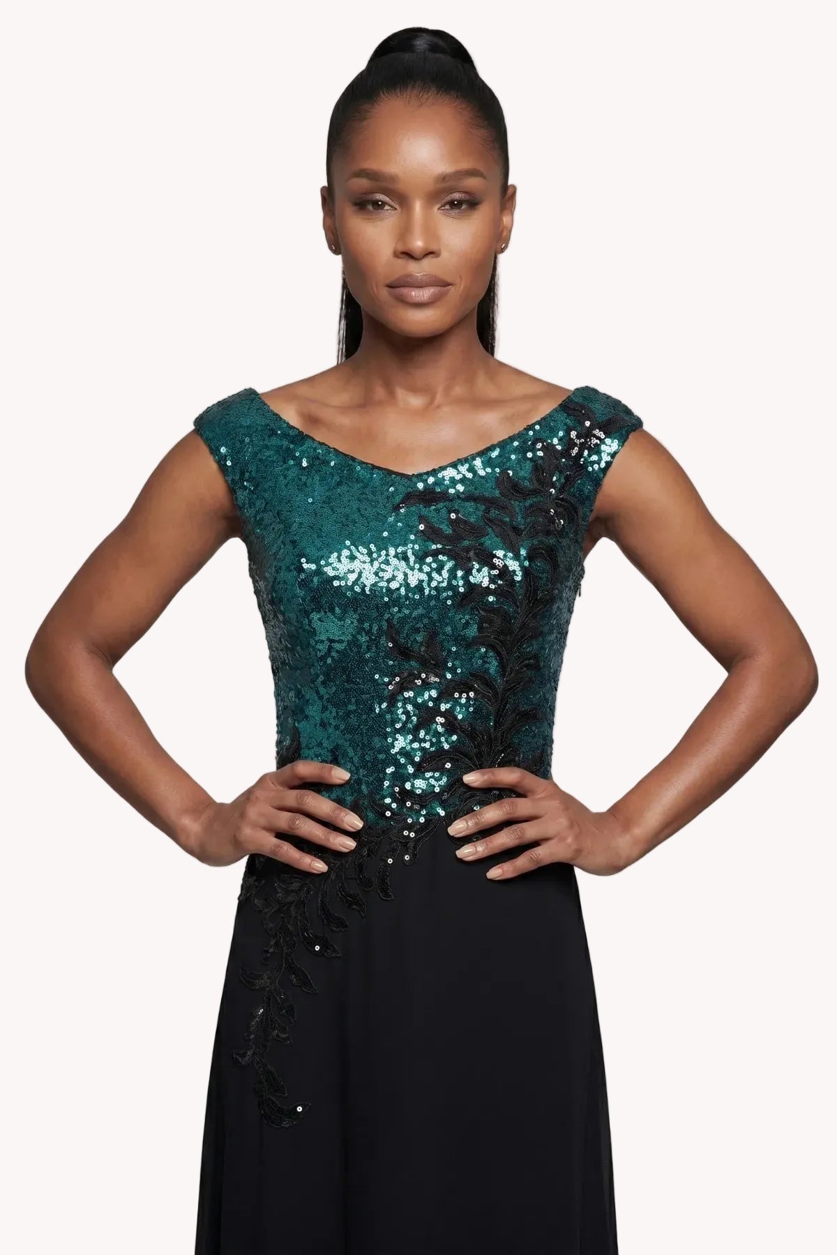 Green and Black Sequin Maxi Dress, Greta