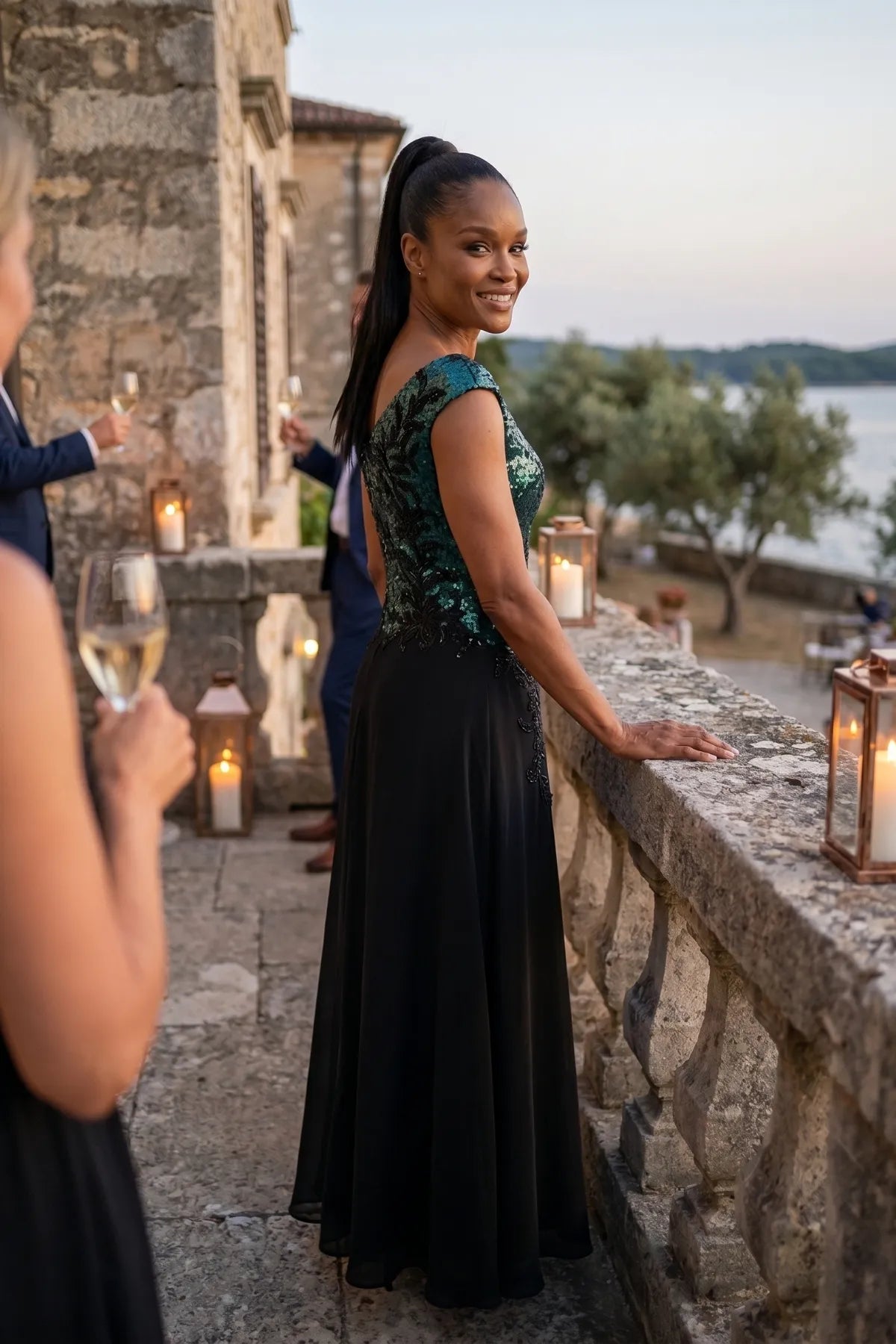 Green and Black Sequin Maxi Dress, Greta