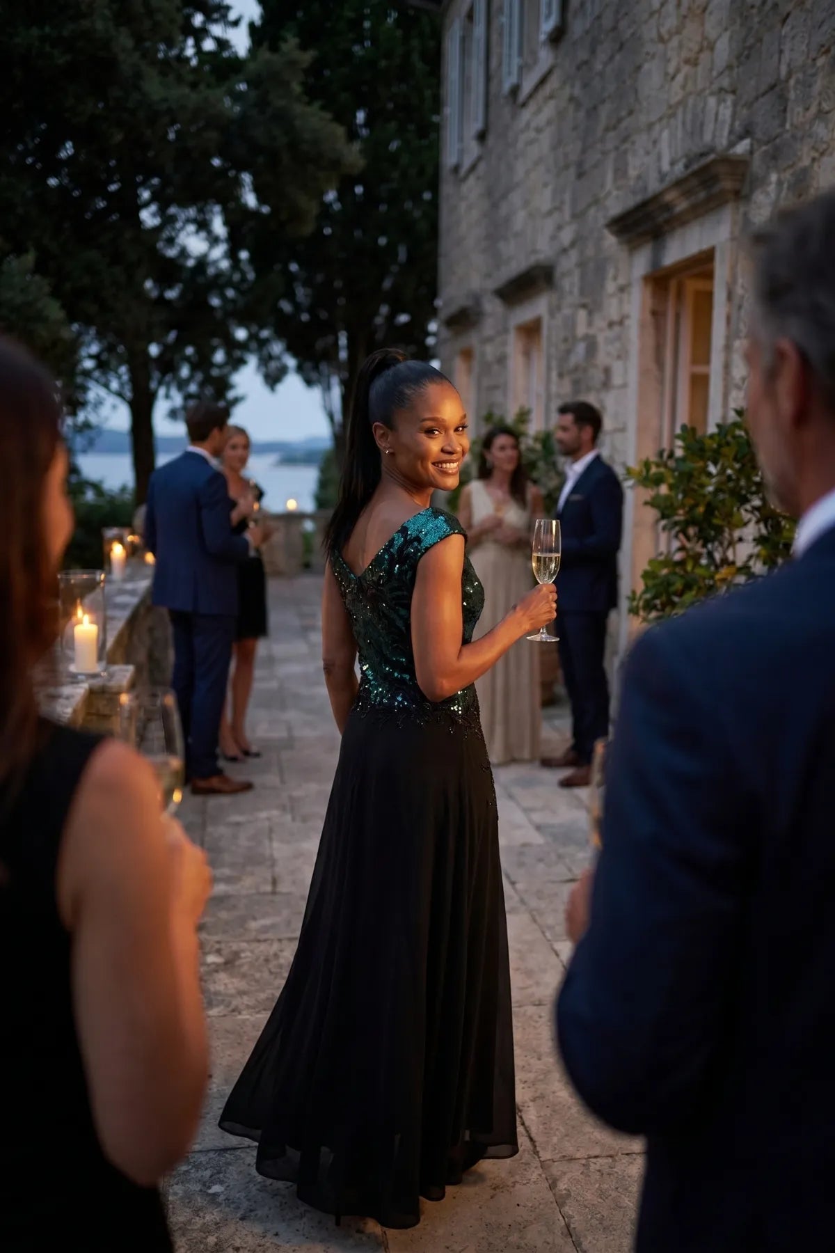 Green and Black Sequin Maxi Dress, Greta