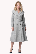 Gray Herringbone Wool Wrap Coat, Nicole