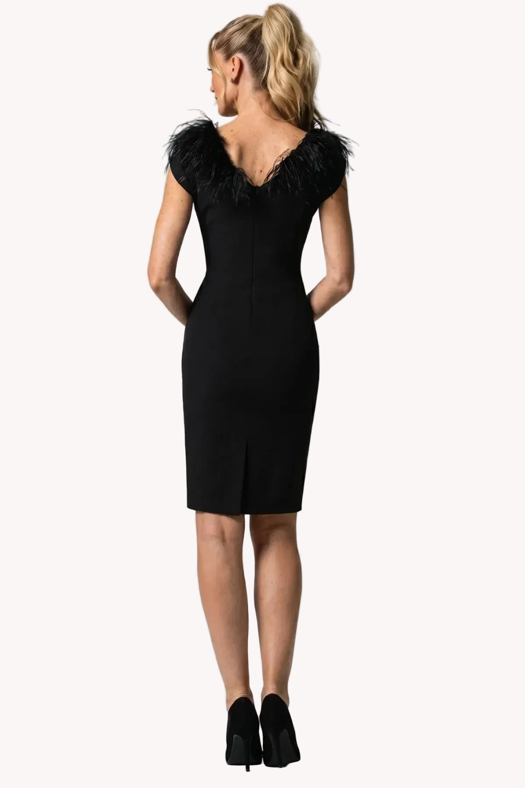 Black Feather Trim Dress, Dora