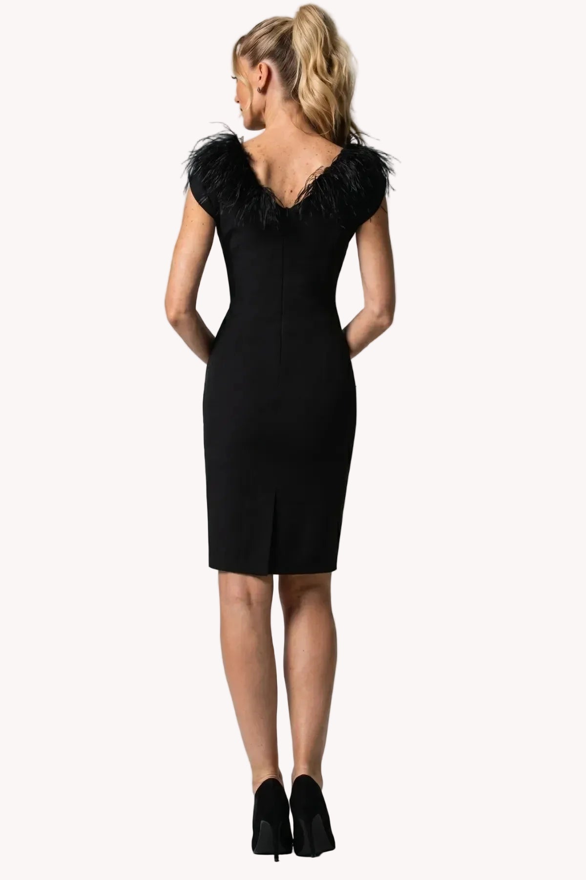 Black Feather Trim Dress, Dora