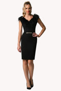 Black Feather Trim Dress, Dora