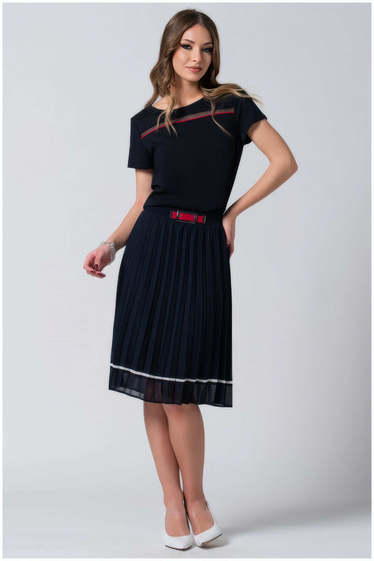 Navy Pleated Skirt, Lola
