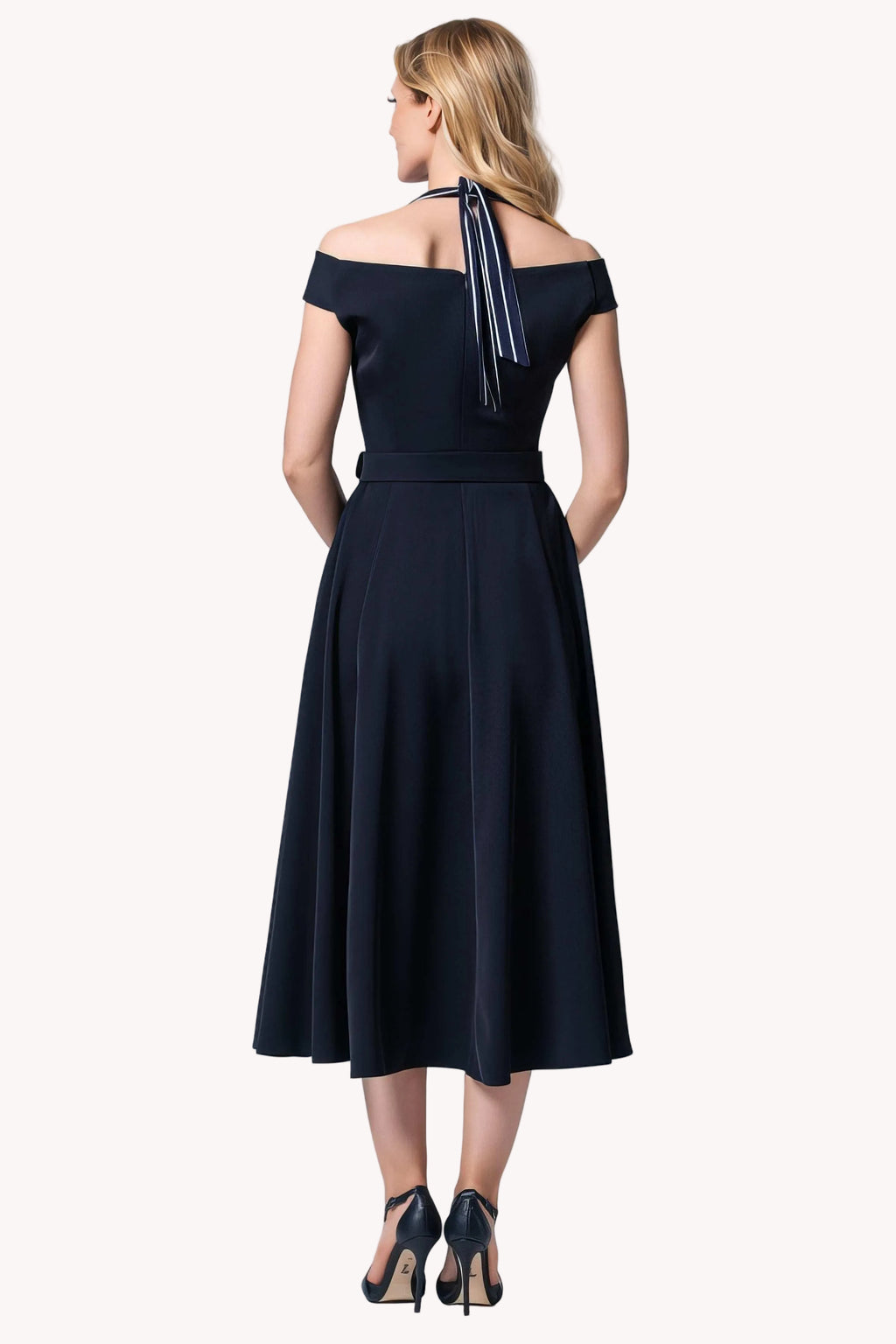 Navy Off-Shoulder Dress, Greta