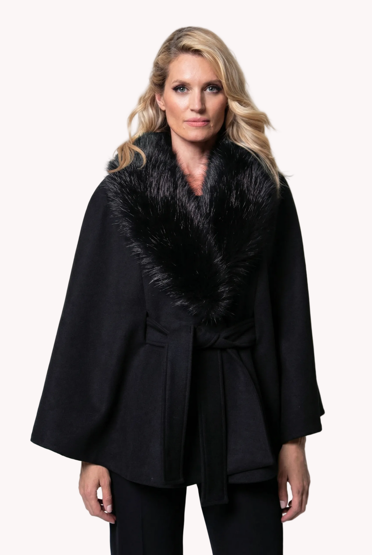 Black Wool Cape, Selina