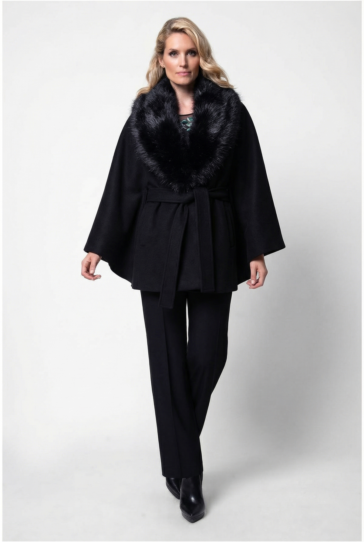 Black Wool Cape, Selina