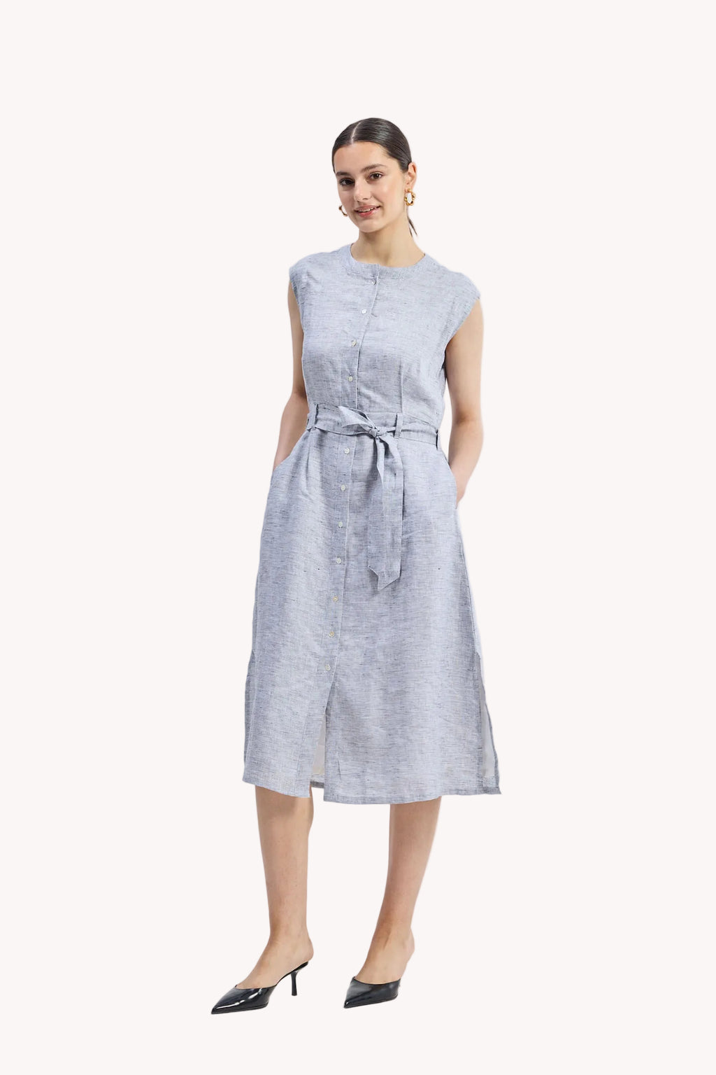 Back Cut Out Linen Dress