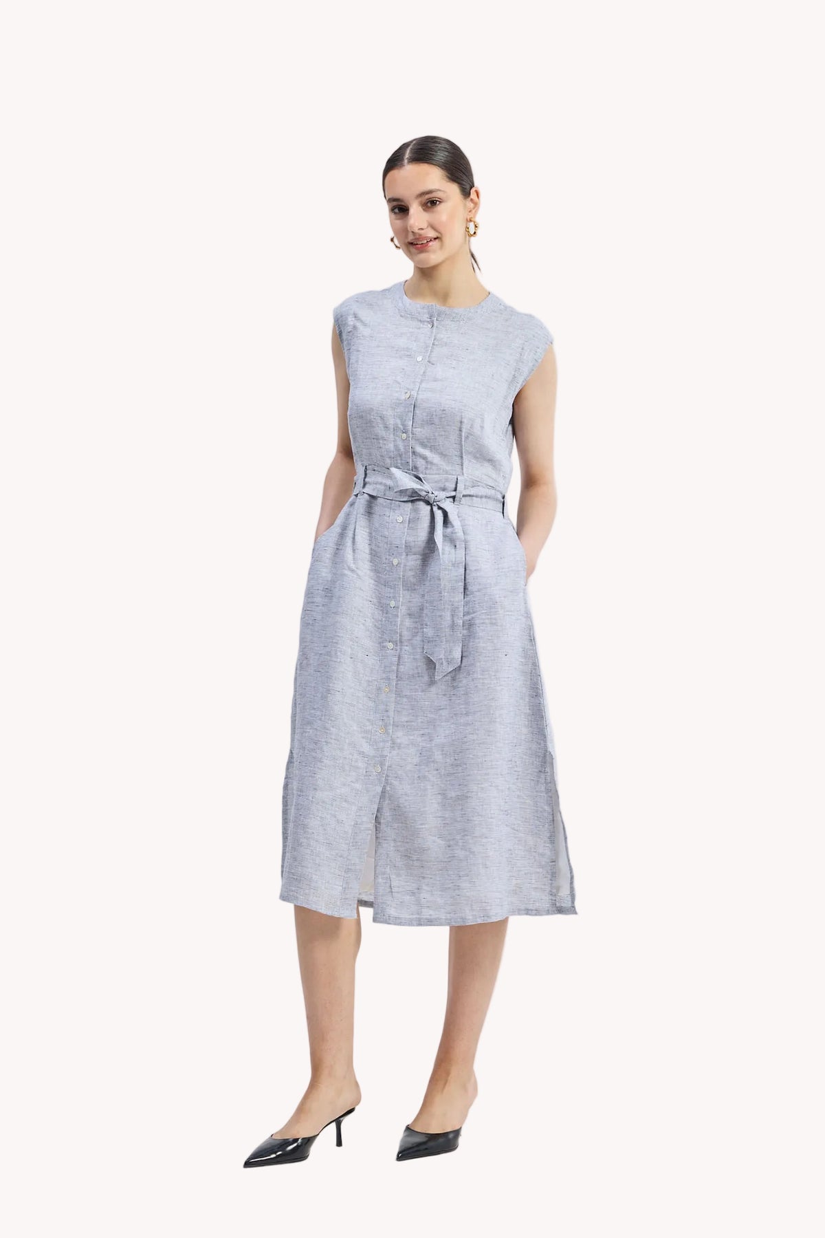 Back Cut Out Linen Dress