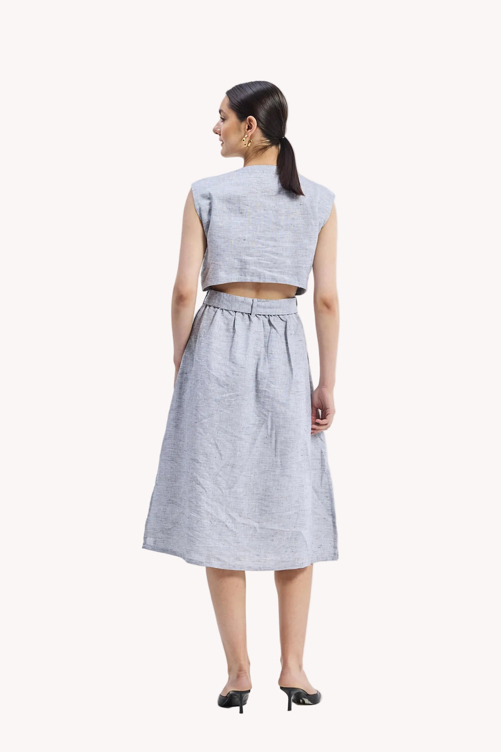 Back Cut Out Linen Dress