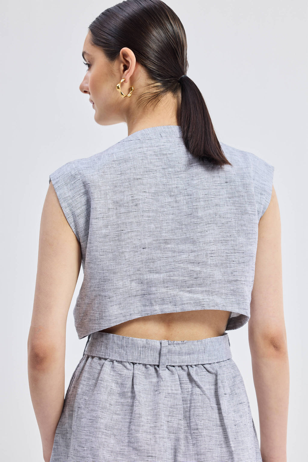 Back Cut Out Linen Dress