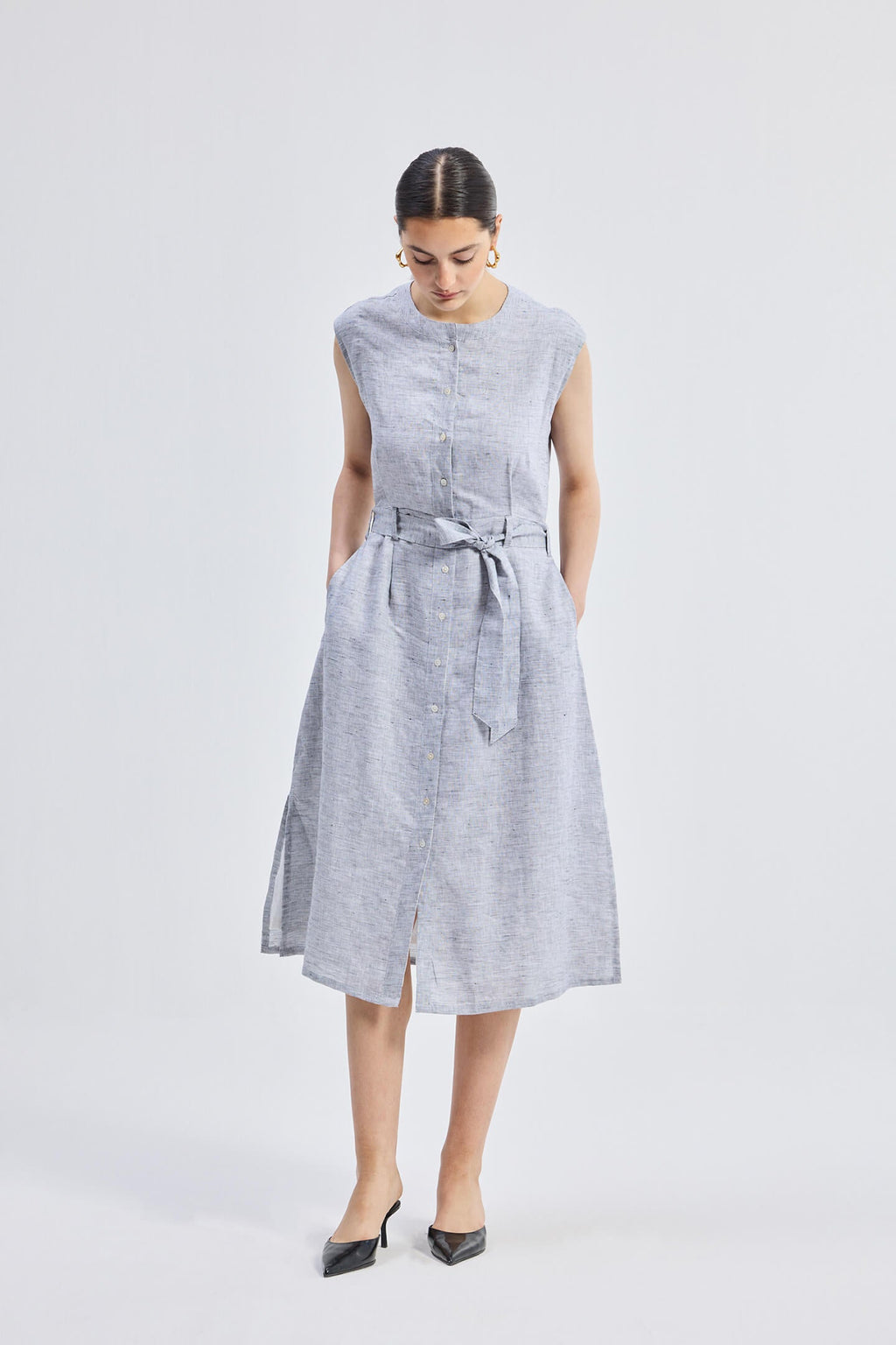Back Cut Out Linen Dress