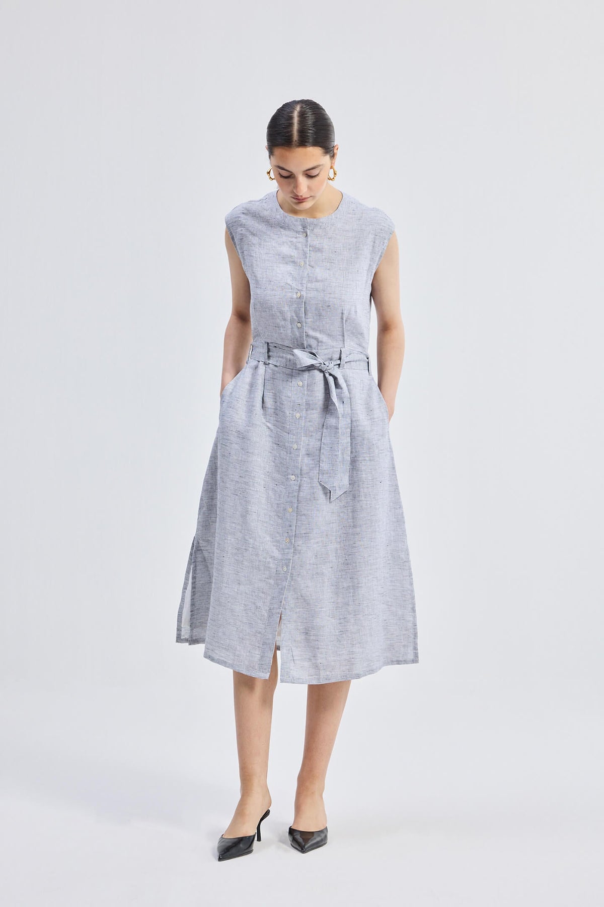 Back Cut Out Linen Dress
