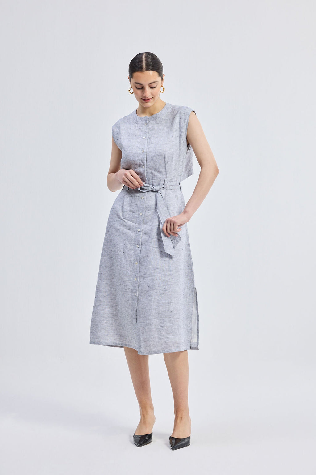 Back Cut Out Linen Dress