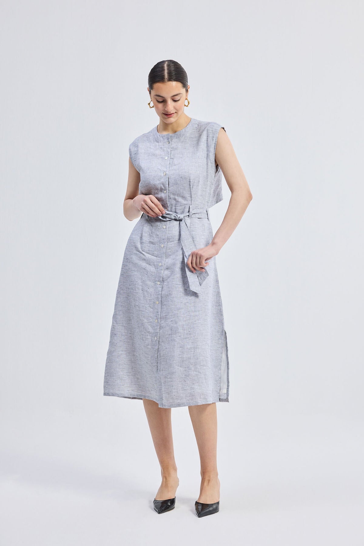 Back Cut Out Linen Dress