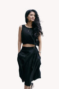 Overlap Midi Skirt in Black