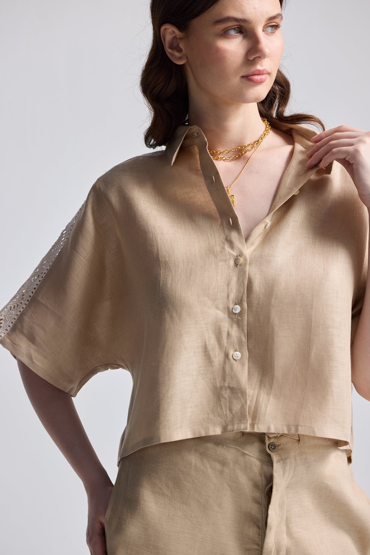 Boxy Shirt with Lace Set