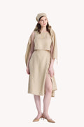 Overlap Midi Skirt in Neutral Beige