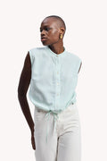 Button-down Shirt with Waist Drawstring in Stripes