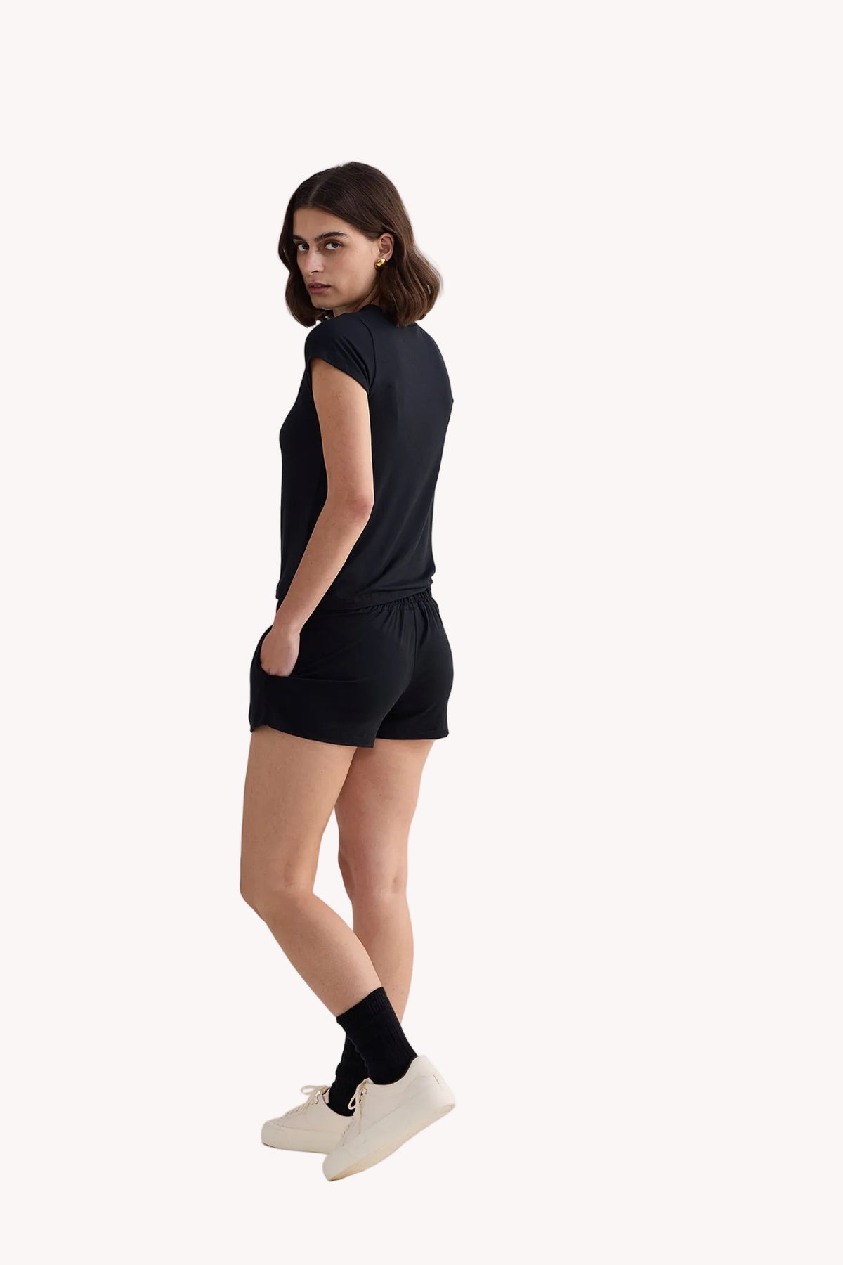 Essential Short Sleeve Tee Set in Black