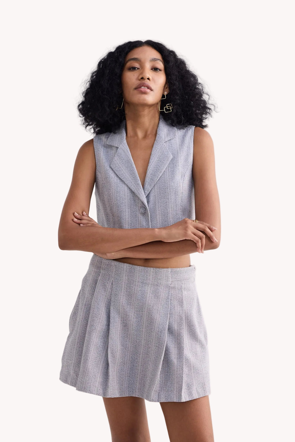 Cotton Tweed Skort in Grey