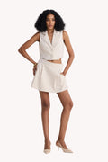 Cropped Cotton Tweed Vest Set in Cream