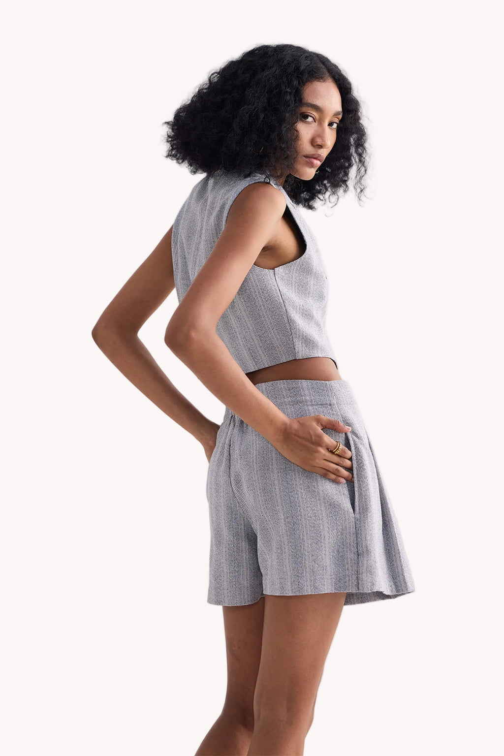 Cotton Tweed Skort in Grey