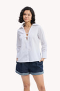 Crisp Details Button-down Shirt in White