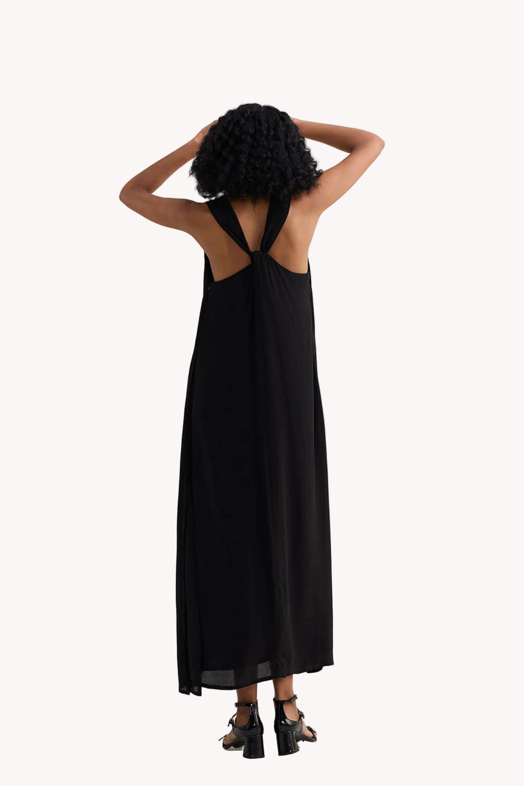 Crossed in Chic Sleeveless Maxi Dress in Black