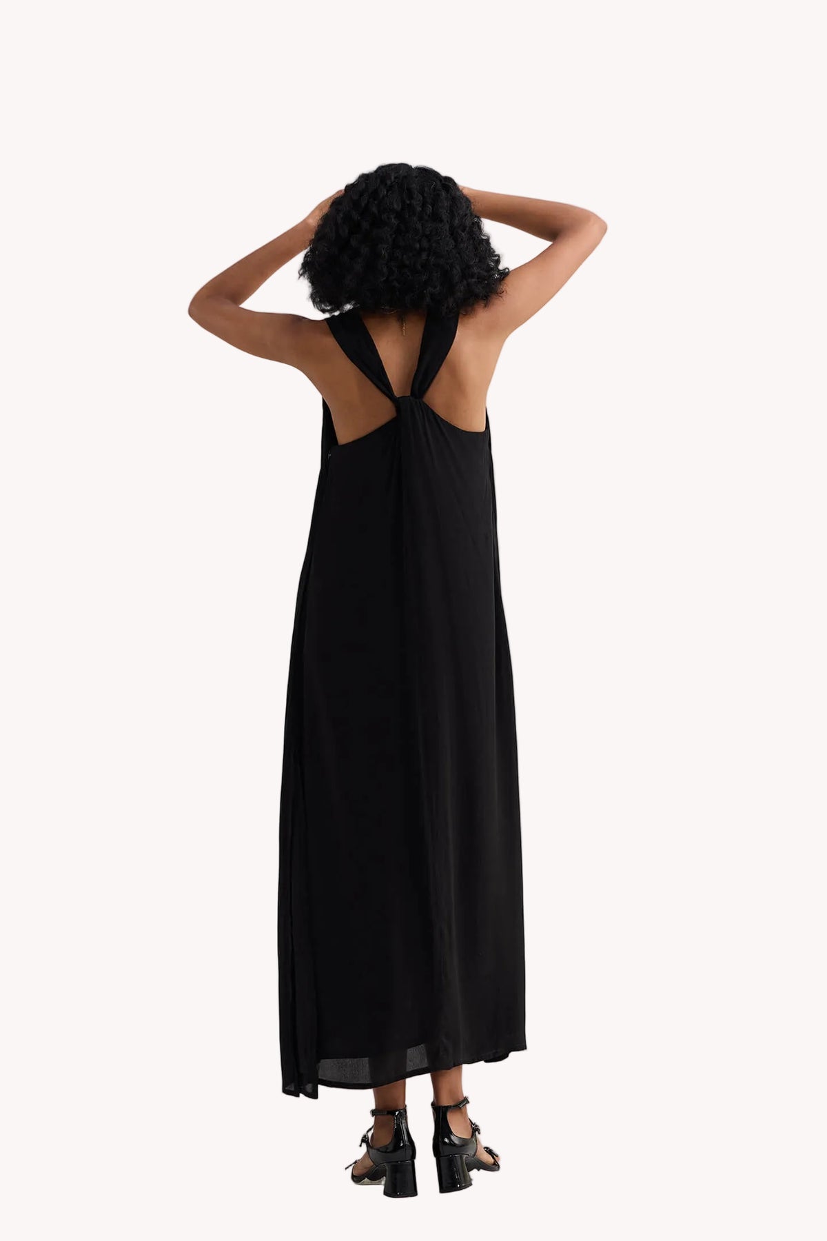 Crossed in Chic Sleeveless Maxi Dress in Black