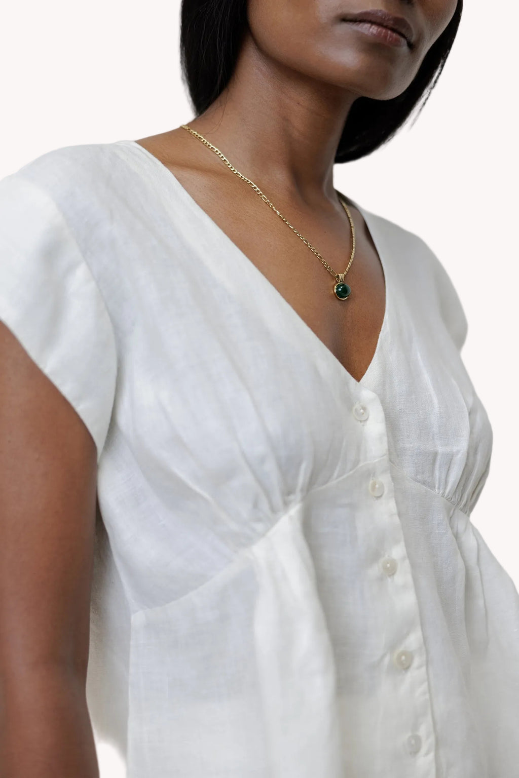 Deep V-neck Top in Off-white