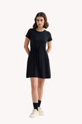 Drawstring Short T-shirt Dress in Black
