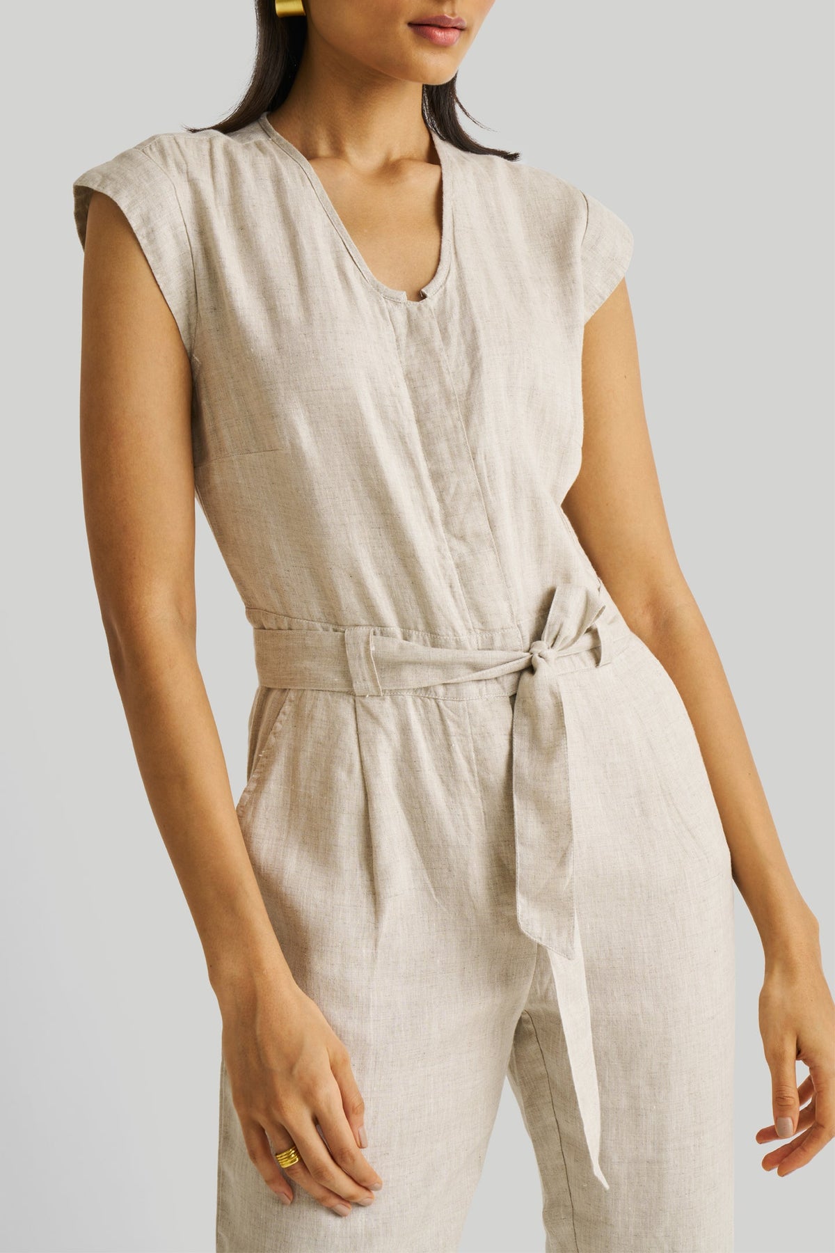 Evening Chai Jumpsuit in Light Beige