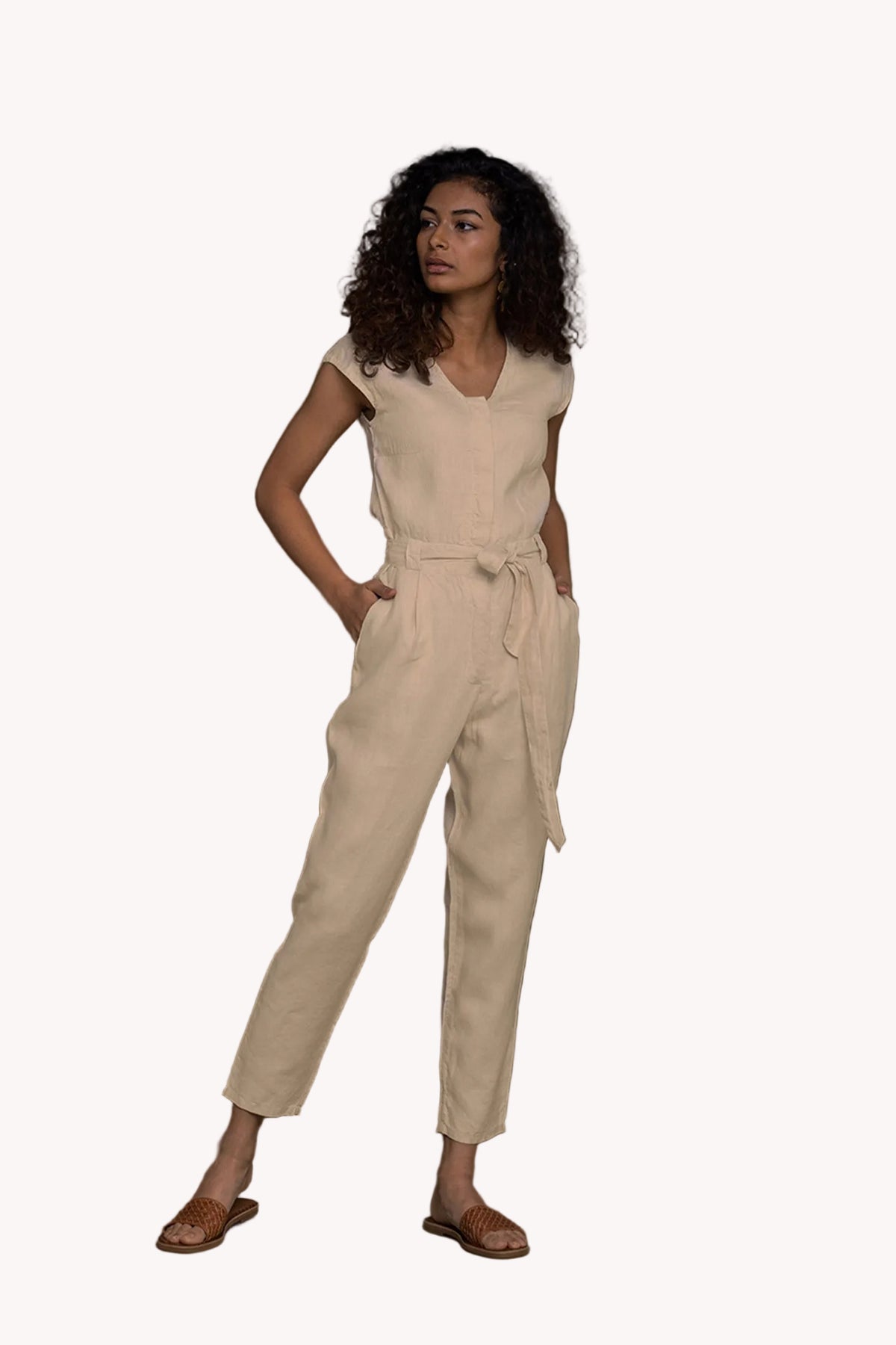 Evening Chai Jumpsuit in Neutral Beige